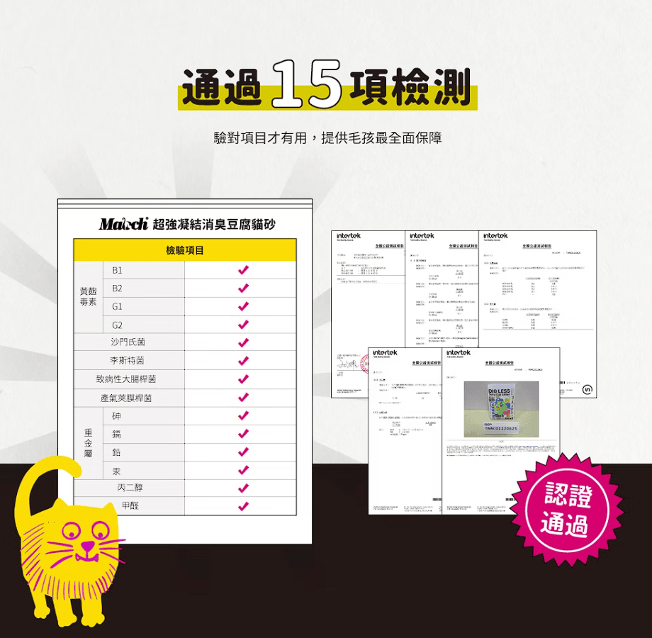 通過15項檢測